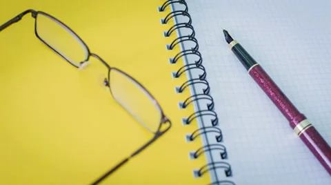 Open Writing Book With Pen Stock Footage 37007639