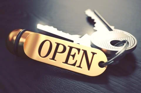 Open written on Golden Keyring Stock Illustration