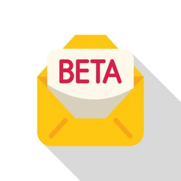 Open yellow envelope containing beta test invitation Stock Illustration
