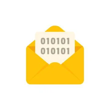 Open yellow envelope containing binary code message 스톡 일러스트