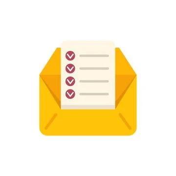 Open yellow envelope containing checklist for sending important documents Stock Illustration
