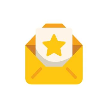 Open yellow envelope containing star, representing positive feedback or ach.. Stock Illustration