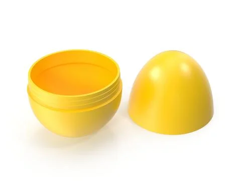 Open Yellow Plastic Egg Toy with Separated Parts Stock Illustration