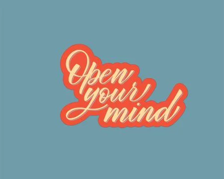 Open your mind - hand lettering inscription to holiday design, black and white Stock Illustration