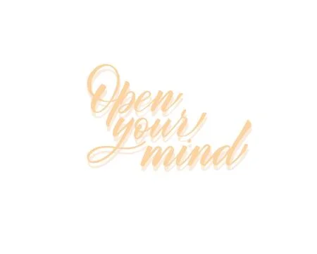 Open your mind - hand lettering inscription to holiday design, black and white Stock Illustration