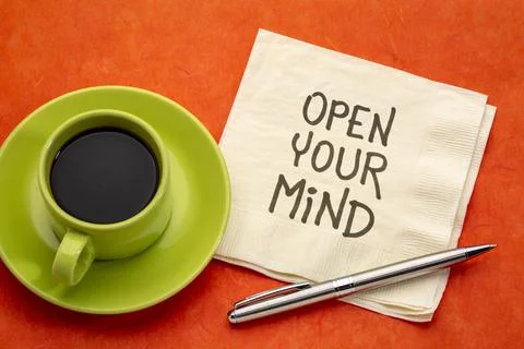 Open your mind inspirational note Stock Photos