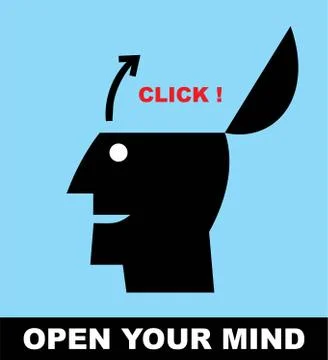 Open your mind. Open minded. Stock Illustration
