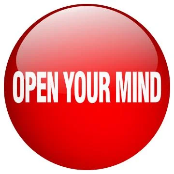 Open your mind red round gel isolated push button 스톡 일러스트