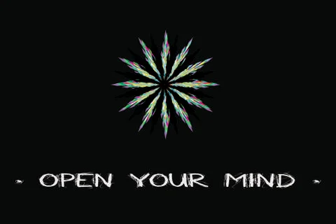 Open your mind text background wallpapers fine prints art Stock Illustration