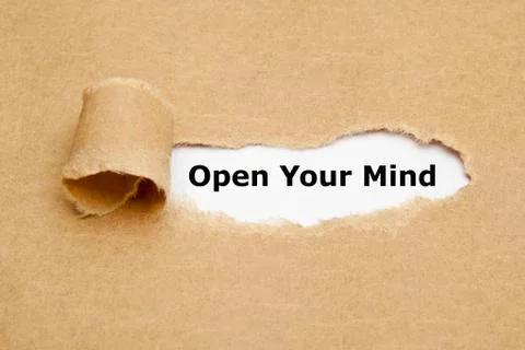 Open your mind torn paper Foto stock