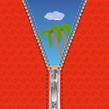 Open zip with nature background Illustrazione stock