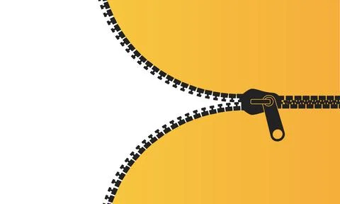 Open zipper, editable template. Stylish yellow background for banner, landing Stock Illustration