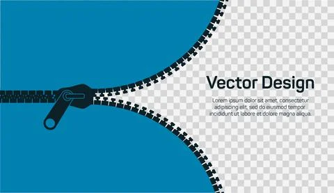 Open zipper, editable template. Stylish blue background for banner, landing page Stock Illustration