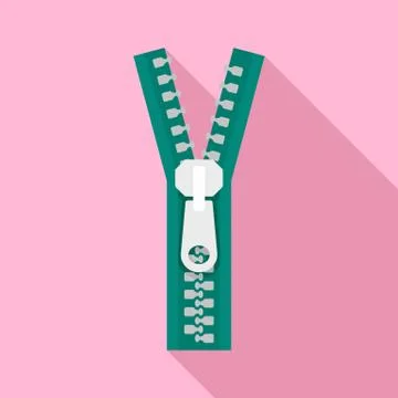 Open zipper icon, flat style 库存插图