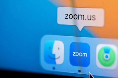 Open Zoom app in macbook dock Stock Photos