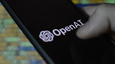 Openai artificial intelligence app in a code program background. 스톡 동영상 235676855