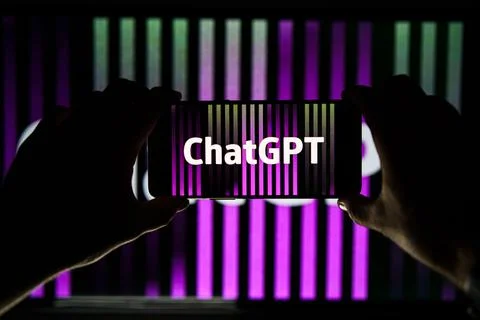 OpenAI ChatGPT logo on screen Stock Photos