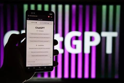 OpenAI ChatGPT logo on screen Stock Photos