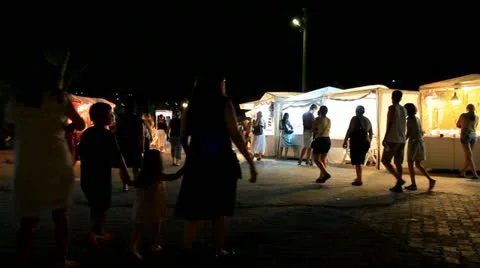 OpenAir Night Market in Gulturbuku - Bodrum, Turkey Stock Footage