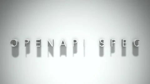 Openapi spec 3D title animation white text on a white background Stock Footage 299369244