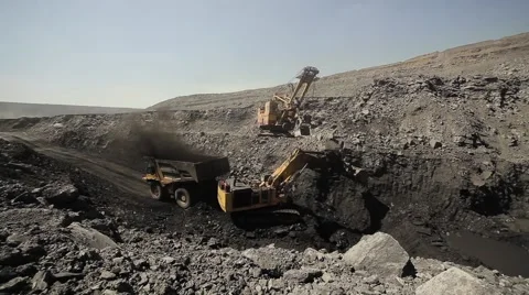 Opencast coal mining process Stock Footage 51406230