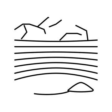 Opencast goldmine line icon vector illustration Stock Illustration