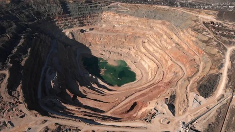 Opencast limestone mining quarry, aerial view. Industrial production and Stock Footage 106158028