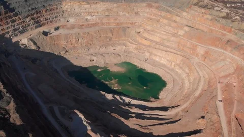 Opencast limestone mining quarry, aerial view from drone. Industrial digging Video stock 106470742