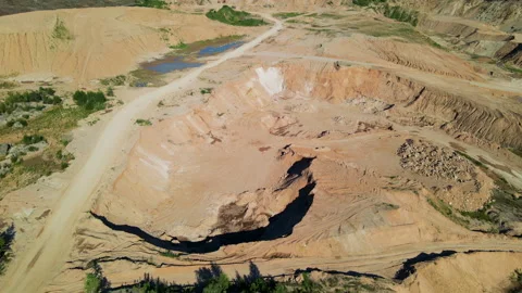 Opencast mine and mining industry. Drone view of the sand pit. 스톡 동영상 156624333