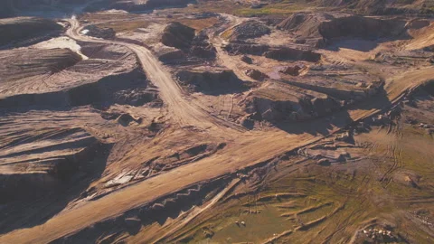 Opencast mine and mining industry. Flying over a drone over an open pit. Stock-Footage 167043927