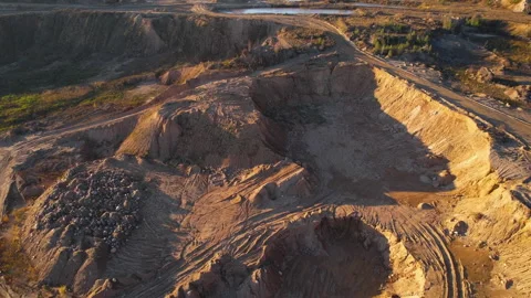 Opencast mine and mining industry. Flying over a drone over an open pit. Stock Footage 167044556