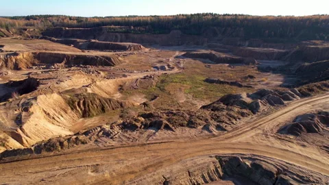 Opencast mine and mining industry. Flying over a drone over an open pit. Stock-Footage 167413738