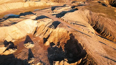 Opencast mine and mining industry. Flying over a drone over an open pit. Видео 167413744