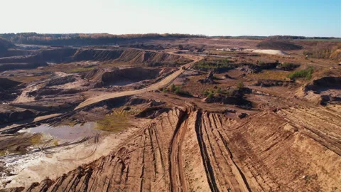 Opencast mine and mining industry, Flying over a drone over Stock Footage 169167992
