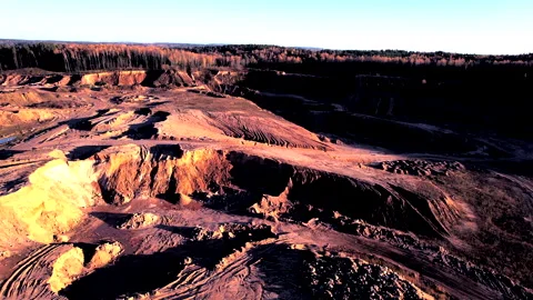 Opencast mine and mining industry, Flying over a drone over Stockbeeldmateriaal 169216437