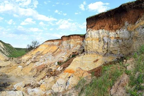 Opencast mining quarry, sand. Stock Photos