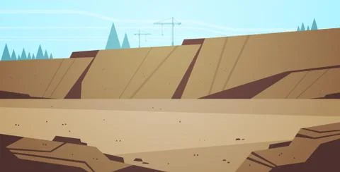Opencast mining stone quarry industrial mine production concept hills mountains Illustrazione stock