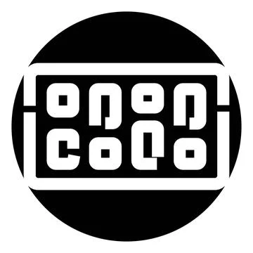 Opencolo logo with geometric typography inside circle 스톡 일러스트