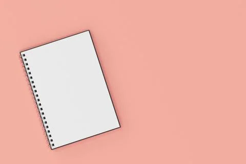 Opend notebook spiral bound on red background Stock Illustration