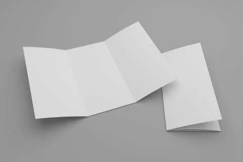 Opened 3d illustration tri-fold brochure mock-up and cover Stock-Illustration