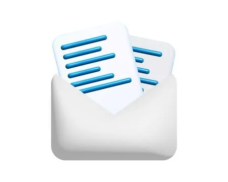 Opened 3d letter envelope with paper documents vector illustration design. Stockillustratie