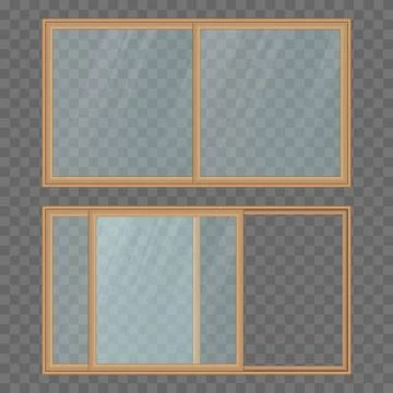 Opened and closed balcony sliding door Illustration