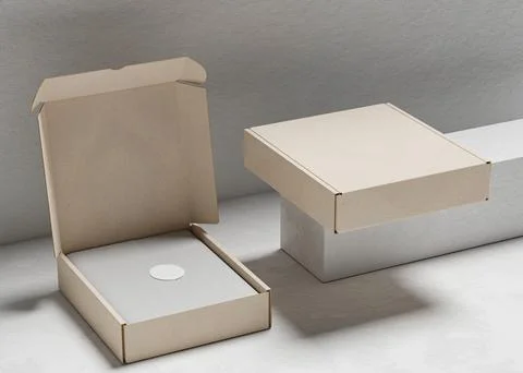 Opened and closed cardboard box with industrial concept use for mockup Stock Illustration