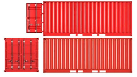 Opened and closed container front and side view Stock Illustration
