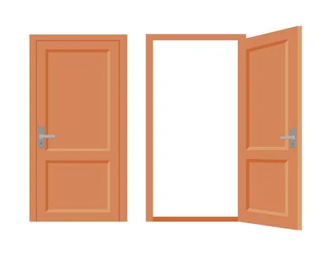 Opened and closed doors vector illustration. Stock Illustration