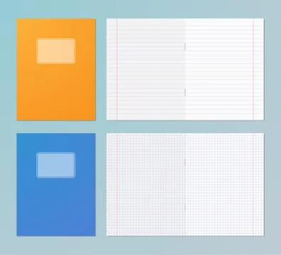 Opened and closed exercise books. Stock Illustration