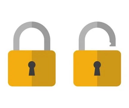 Opened and closed locks. Flat locks. Vector. Stock Illustration