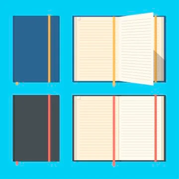 Opened and closed notebooks. Stock Illustration