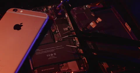 Opened up Apple iPhone X 10, replacement of faulty Smartphone Battery. Stock Footage 237405390