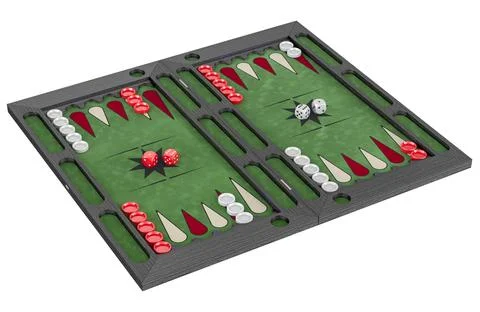 Opened backgammon board game, 3D rendering Stock Illustration